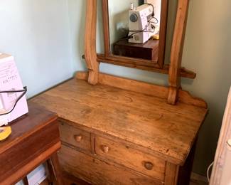 #8	Antique Oak Washstand w/3 drawer & Mirror - 38x20x27 - Mirror - 25x29	 $150.00 			
