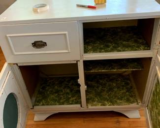 #11	Painted Display Cabinet w/Drawer & 3 Doors - (as is finish) - 38x16x36	 $75.00 			
