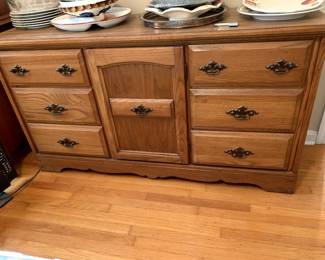 #6	Oak Dresser Bottom w/9 drawers & 1 door - 57x17x31	 $125.00 			
