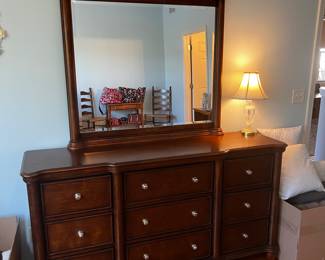 Wood Dresser and Mirror 