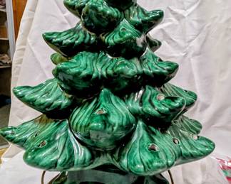 Ceramic Christmas tree with top star and bulbs