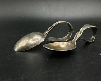 (2) Decorative Curled Sterling Silver Spoons
