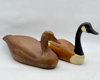 (2) 21” Wooden Decoy Duck & Canadian Goose
