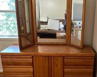 Dresser and folding mirror 