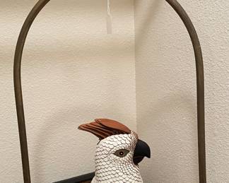 "Federico" Signed Cocktail Leather Bird on Perch 