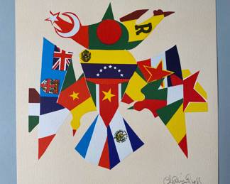 Chaim Gross, 1980 Flag Series Created For WFUNA
