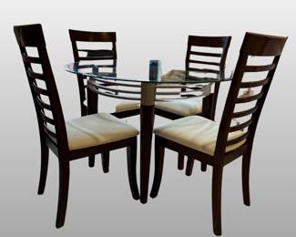 Glass Top Dining Table With Four Ladder Back Chairs
