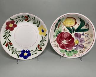 Pair Of Floral Painted Bowls, One Iron Stone
