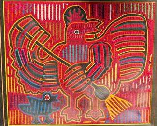 Panamanian Kuna Textile Mola, Big Bird And Little Bird Hunting
