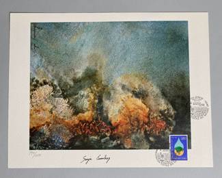 Sonja Eisenberg, Conference Des Nations Unies Sur L'eau, Lithograph With United Nations Stamp, 1977

