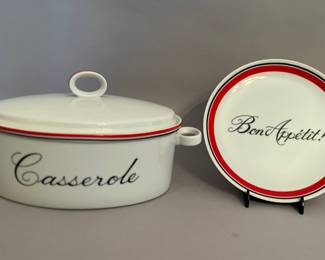 Bon Appetite Fine China Casserole Dish With Bon Appetite Plate
