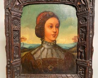After Tiziano Vecellio Portrait Of Empress Isabel Of Portugal, Oil On Board
