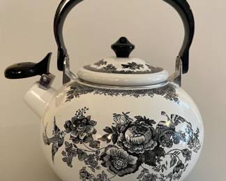 Probably Johnson Brothers Asiatic Pheasant Black Enameled Metal Tea Kettle
