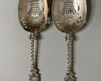 Pair Of Dutch Silver Serving Spoons
