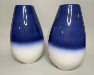Pair Of Blue And White Fiancs Ideal Vases
