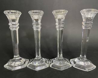 Two Pairs Of Glass Candle Sticks
