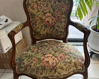 Louis XV Provincial Style Carved And Upholstered Arm Chair
