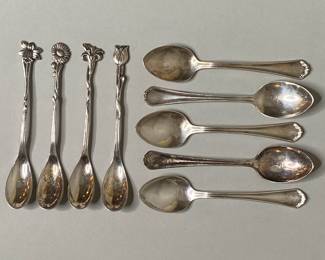 Collection Of Rogers Sugar Spoons With Holland Miniature Flower Spoons
