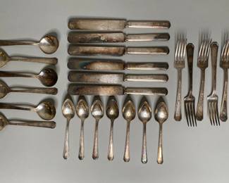 Partial Set Of Silver Plate Flatware With "D" Monogram
