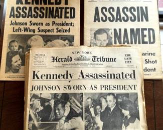 Original JFK Newspapers of Tragic Event