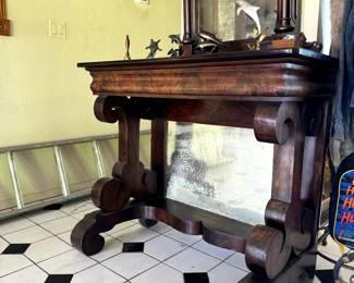 Petticoat Table with Antique Mirrored Back. 