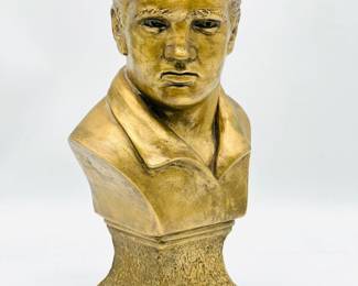Vintage Golden Elvis Chalk Ware Bust