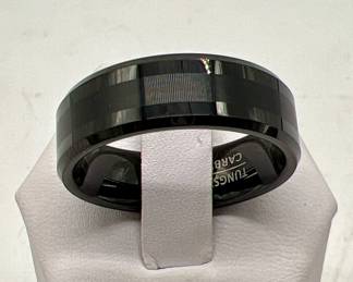 1/4” Tungsten Carbide Men’s Wedding Band - Black on Black