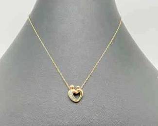 10 Karat Gold Sparkling Heart Pendant on 10K Gold 17” Chain