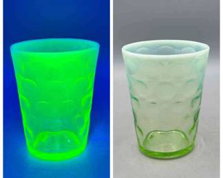 UV Reactive Green Opalescent Coinspot Tumbler