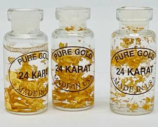 (3) Glass Vials of 24 Karat Gold