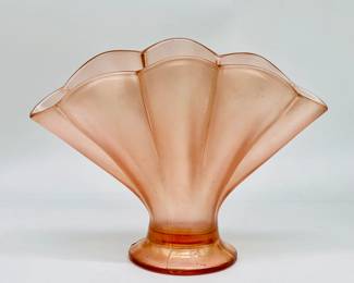 1925 Fenton Art Glass Ribbed Fan Carnival Glass Vase in Marigold