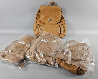 Lot 490 | 4 New Fashion Faux Leather Backpacks
