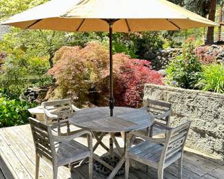 Teak Patio Table and Four Chairs