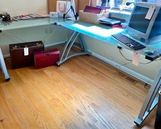 Glass Top L Shaped Desk