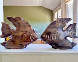 Vintage Bronze Angel Fish Statues ~ 1970’s ~ 10 3/4” x 13 1/2”