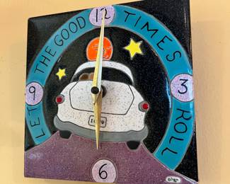 Decorative Quote Tile Clock "Let the Good Times Roll"