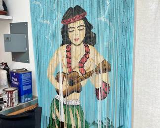 Hula Dancer Graphic Bamboo Bead Curtain