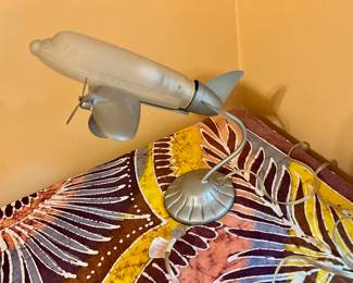 Art Deco Airplane Frosted Glass Table Lamp