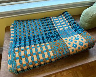 Blue/Yellow Welsh Tapestry Blanket