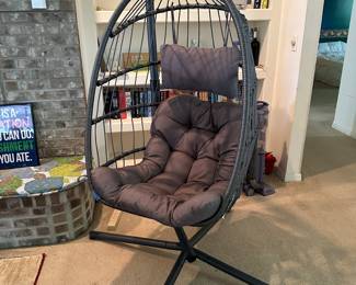 Nearly new Hanging swinging basket chair. $175.00. Reduced to $122.00 on Saturday