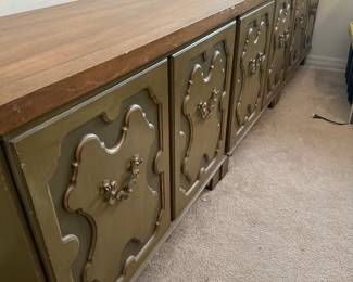 Large cabinet with wood top. 9’ long, 6 doors. $100.00