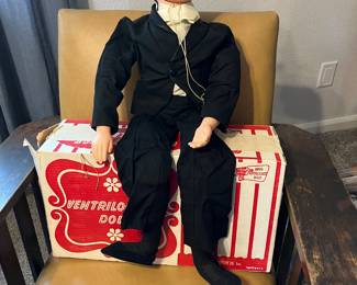 Vintage Charlie McCarthy Ventriloquist Doll/Dummy with Hat, Spectacle, & Original Box!