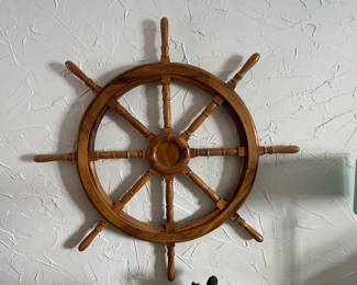 Large Wooden Ship Wheel