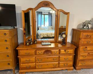 Solid Wood Dresser w/Mirror  (1 of 2 Matching pieces)