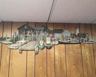 Vintage Burwood Wall Hanging Harbor Scene