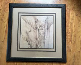 Large Framed Elephant Wall Hanging