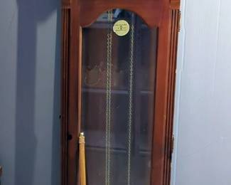 Ridgeway "Tempus Fugit" Grandfather Clock With 3 Weights And Pendulum, 76" x 19.5" x 11.5"