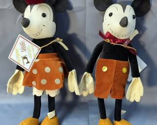 Retro Toy Collection Mickey And Minnie Mouse Stuffed Toys, Qty 2