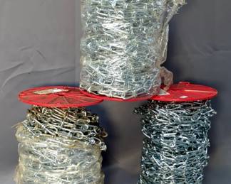 Koch Industries Zinc Plated Double Loop Chain Rolls, Item # 738946, Qty 2 Rolls Of Approx 100Ft Each And Coil Twist Link Chain, Item #725926, Qty 1 Roll Of Approx 100Ft