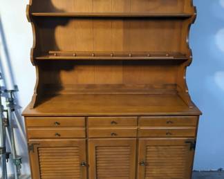 Ethan Allen 2 Piece Wood Hutch With 2 Drawers And Storage, 67.5" x 48", Top Not Attached